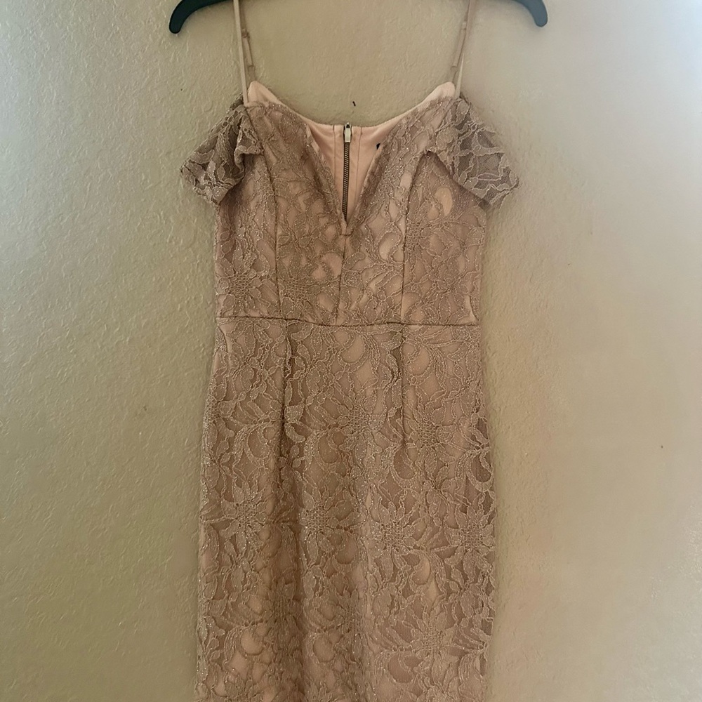 Pink dress with Spaghetti Straps and Plunge Neckline